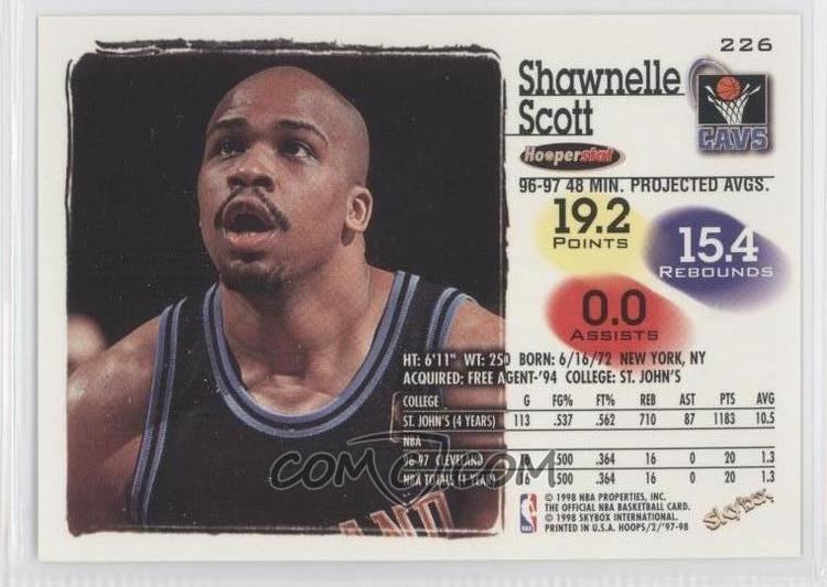 Shawnelle Scott 199798 NBA Hoops Base 226 Shawnelle Scott COMC Card