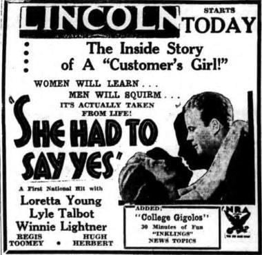 She Had to Say Yes She Had to Say Yes 1933 Starring Loretta Young Immortal Ephemera