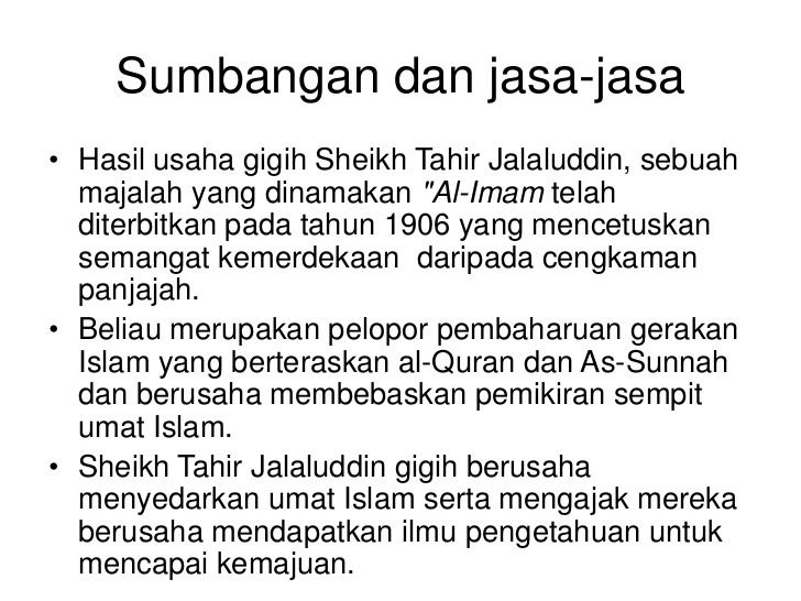Sheikh Tahir Jalaluddin Pelajaran 30 agama tingkatan5