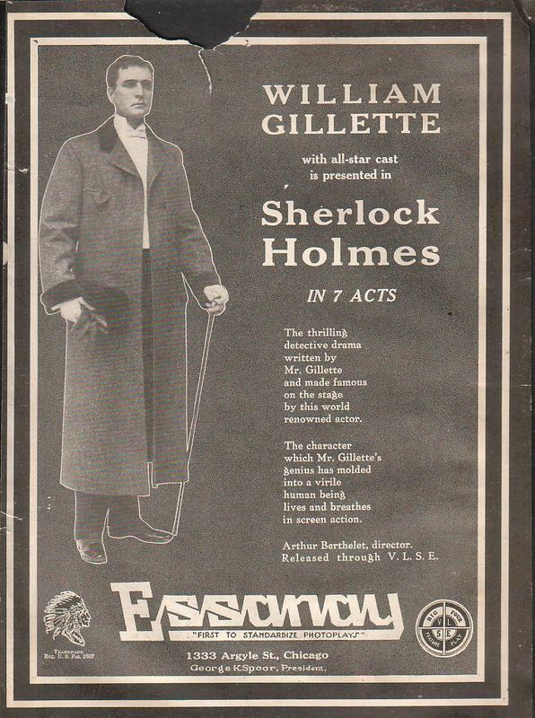 Sherlock Holmes (1916 film) Markings Sherlock Holmes William Gillettes lost 1916 Silent Film
