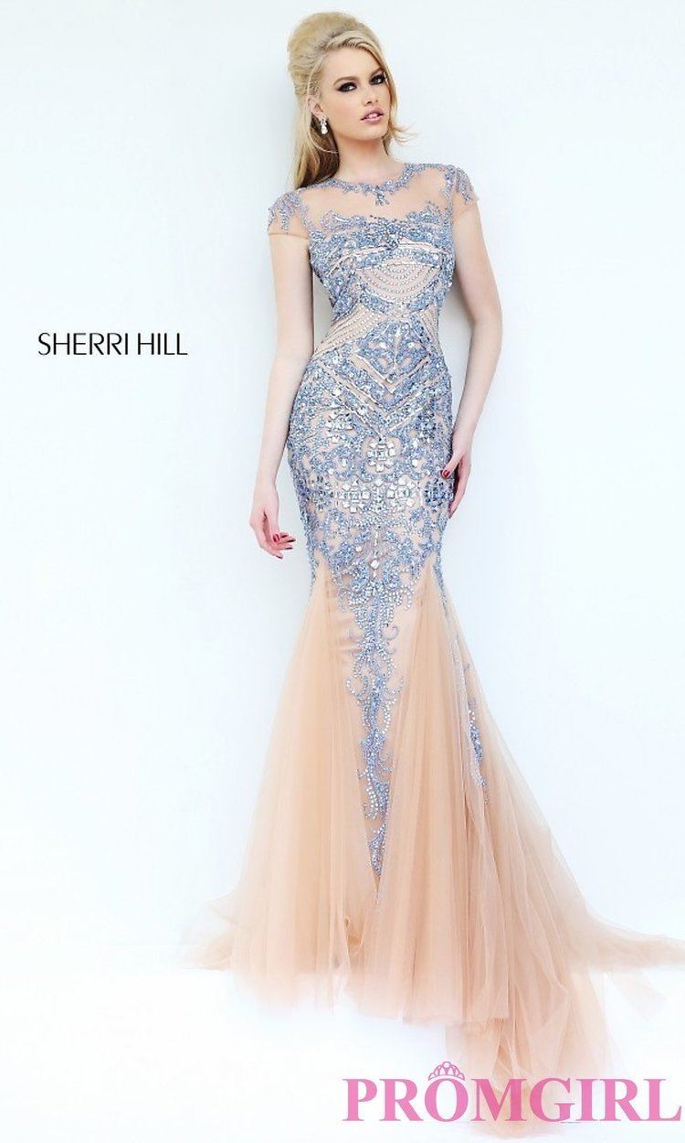 Sherri Hill Long Cap Sleeve Sherri Hill Prom Dress