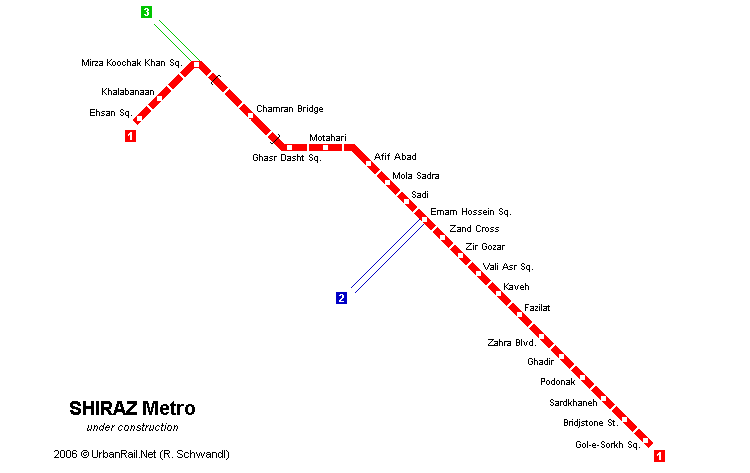 Shiraz Metro MetroSchemecom Shiraz subway map Shiraz Metro Scheme Shiraz