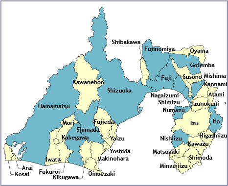 Regions Cities Shizuoka Prefecture