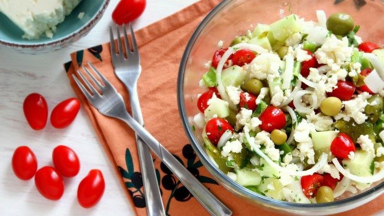 Shopska salad Shopska Salad Recipe Bulgarian Food HappyFoods YouTube