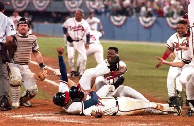 Sid Bream Throwback Postseason Photo of the Day Sid Bream sends Braves to