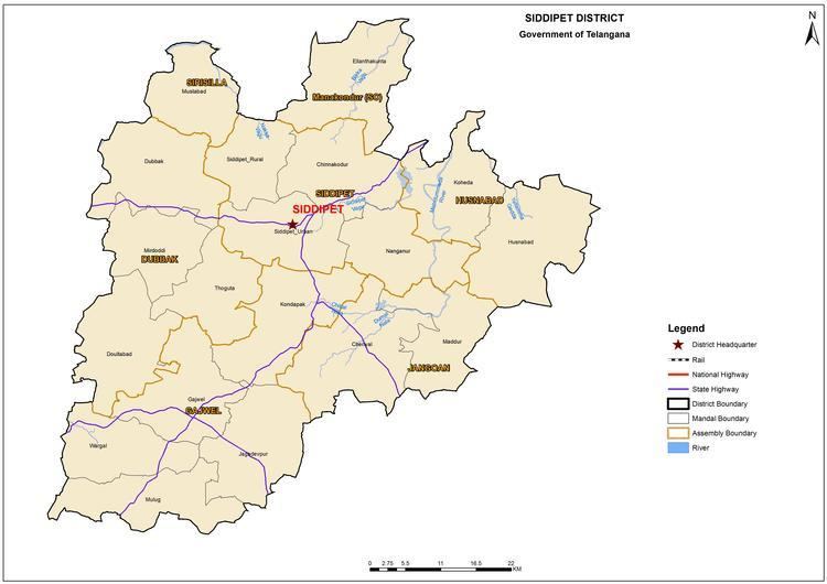 Siddipet district Siddipet New District Map Mandals Revenue Divisions in Telangana