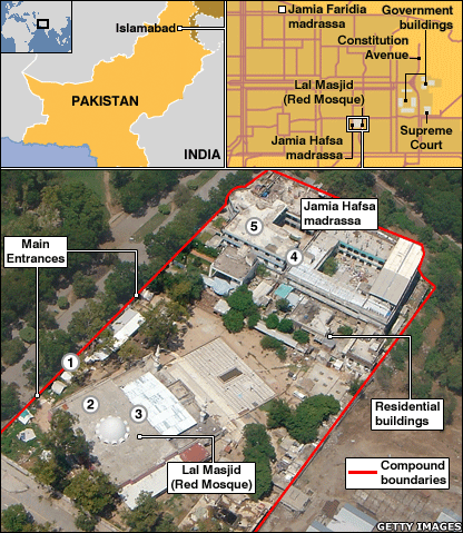 Siege of Lal Masjid BBC NEWS South Asia Pakistani soldiers storm mosque