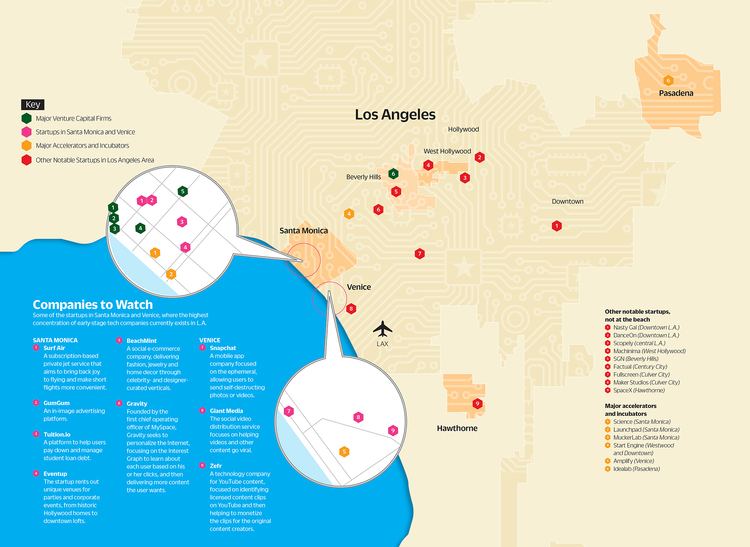 Silicon Beach Map Silicon Beach Businesses Los Angeles Santa Monica Venice Variety