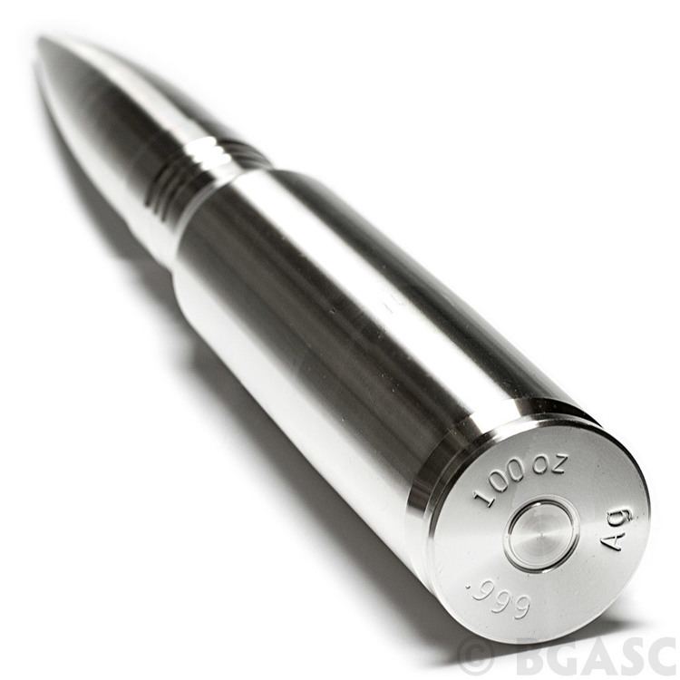 Silver bullet Buy 100 oz Silver Bullet 30mm Chain Gun Round Silver Bullets