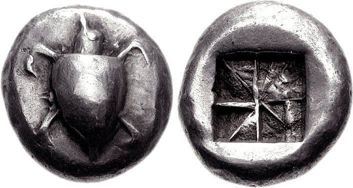 Silver stater with a turtle