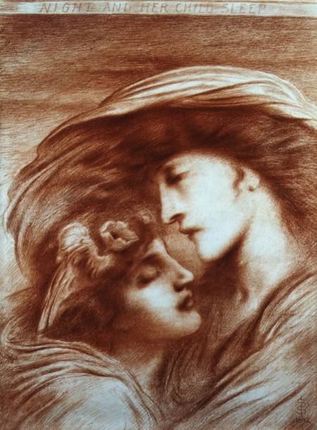 Simeon Solomon Night and Her Child Sleep Simeon Solomon as art print or