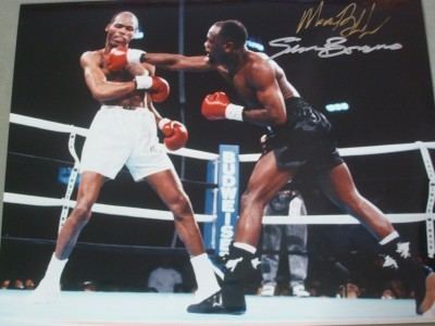 Simon Brown (boxer) Simon Brown And Maurice Blocker Dual Signed Action Shot Photo From