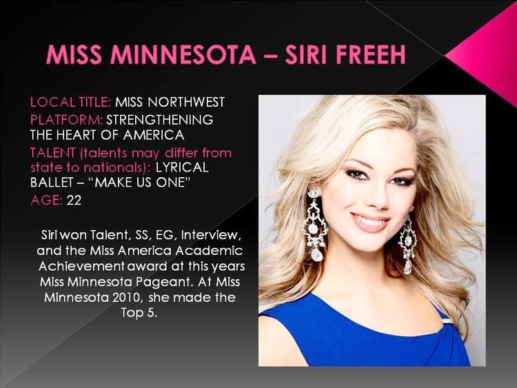 Siri Freeh Miss Minnesota 2012 Siri Freeh Miss America 2013 Pinterest