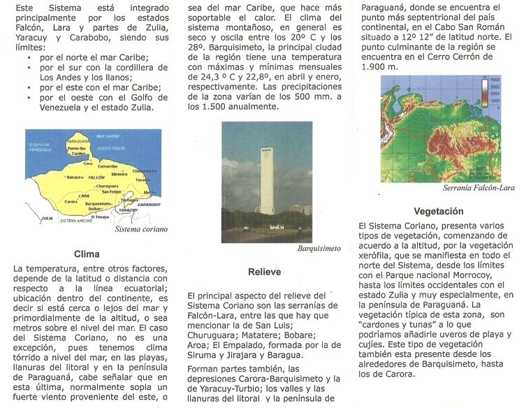 Sistema Coriano El sistema coriano exposicin de Geografa de Venezuela