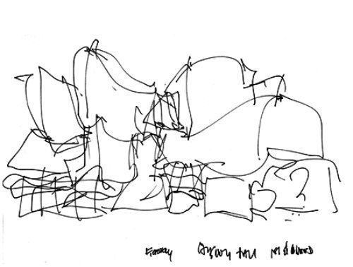 Sketches of Frank Gehry The interesting thing about Gehrys seemingly crazy sketches is that