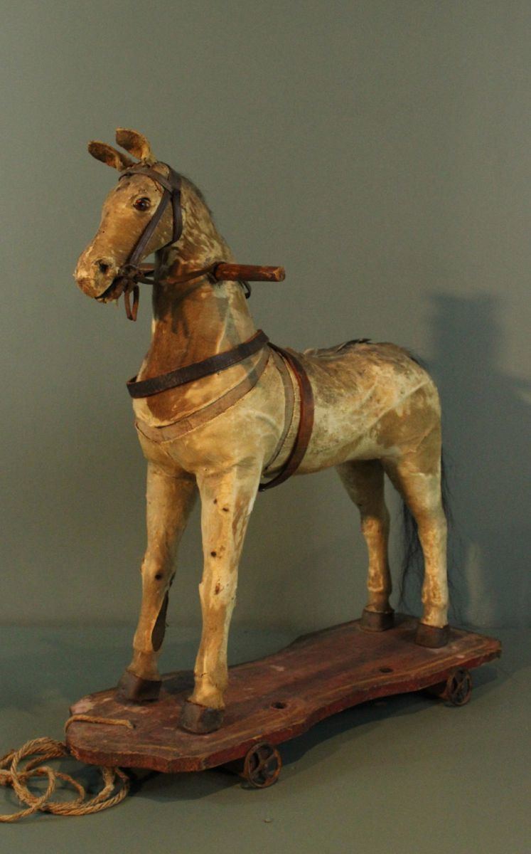Skin Horse Antique French Pony Skin Horse on Wheels Stock Antiques Young Guns