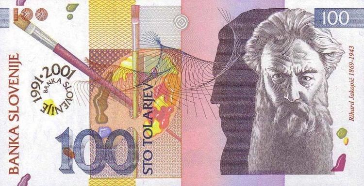 Slovenian tolar Slovene tolar euro paper monetary unit the note a denomination