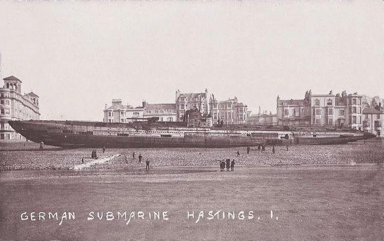 SM U-118 U118 a World War One submarine washed ashore on the beach at