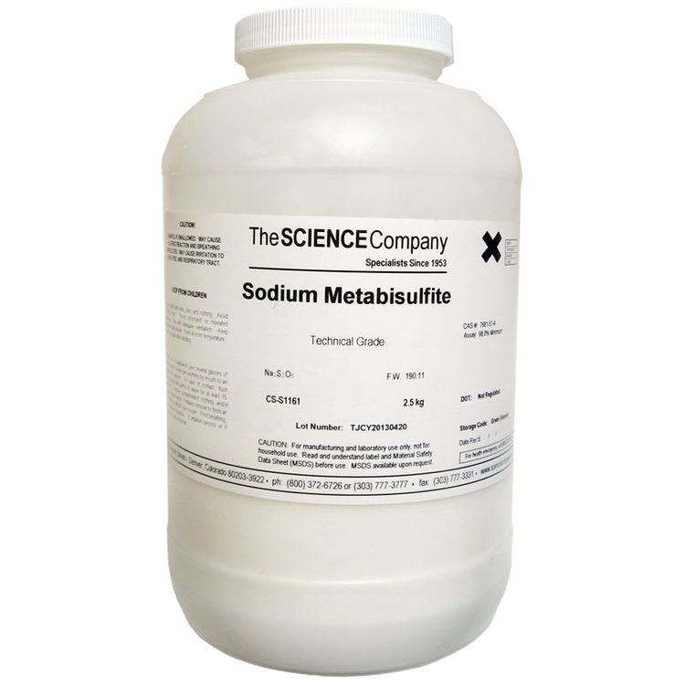 Sodium metabisulfite Sodium Metabisulfite 25kg for sale Buy from The Science Company