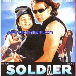 Bobby Deol and Preity Zinta in the movie poster of the 1998 film "Soldier"
