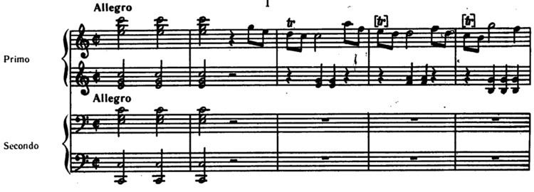 Sonata in C major for keyboard four-hands, K. 19d