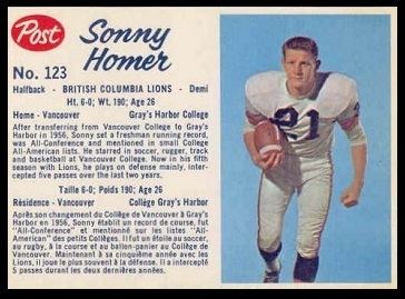 Sonny Homer Sonny Homer 1962 Post CFL 123 Vintage Football Card Gallery