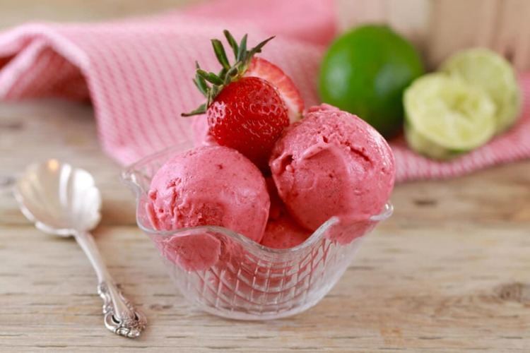 Sorbet Homemade Strawberry amp Lime Sorbet in 5 Minutes No Machine