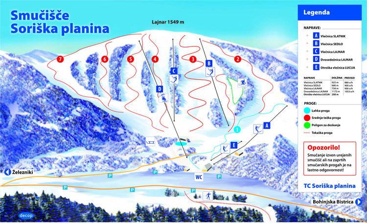 Soriška Planina Ski Resort TCSoriskaplaninakartazlegendojpg