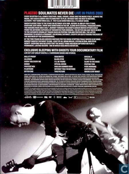 Soulmates Never Die (Live in Paris 2003) Placebo Soulmates never die Live in Paris 2003 DVD Catawiki