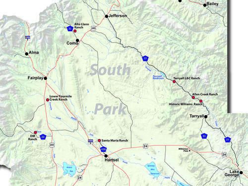 South Park (Park County, Colorado) Area Map of Private South Park Colorado Fly Fishing
