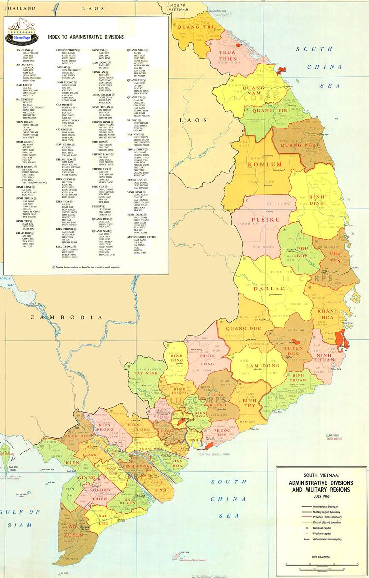 South Vietnam South Vietnam Provinces and Corps Areas