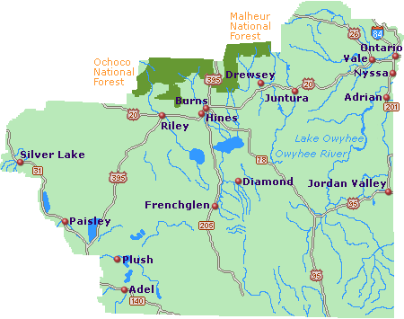 Southeastern Oregon Southeast Oregon Map Go Northwest A Travel Guide