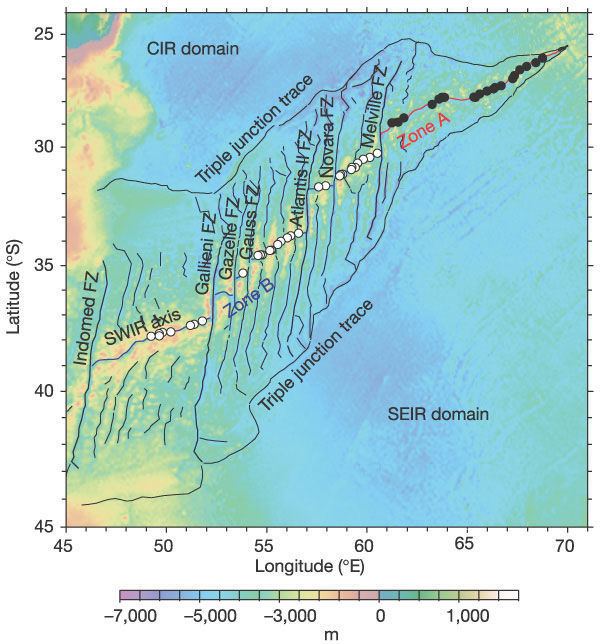 Southwest Indian Ridge A discontinuity in mantle composition beneath the southwest Indian