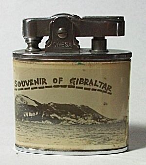 Souvenir of Gibraltar VINTAGE 1950S OMEGA LIGHTER SOUVENIR OF GIBRALTAR Tobacciana