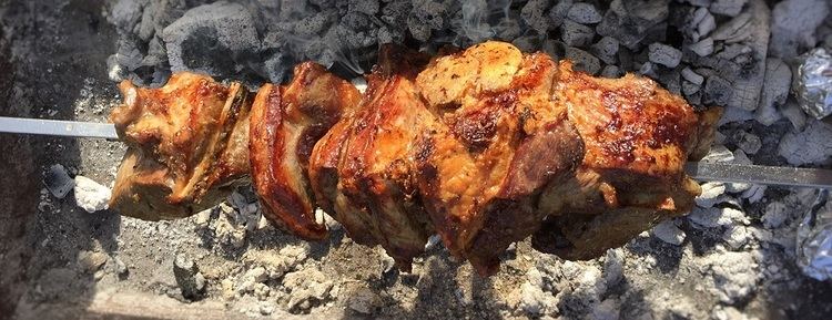 Souvla Souvla Cypriot Slow Cooked BBQ Lamb on a rotisserie