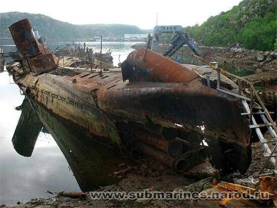 Soviet submarine K-159 Submarine scrap yard Kola Peninsula Russia Again another shot of