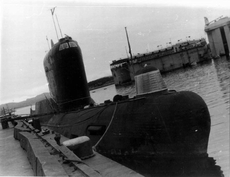 The Soviet submarine K-19 at the port in Polyarni in 1994