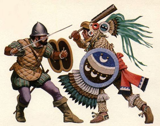 Spanish conquest of the Aztec Empire panish Conquistador fighting against an Aztec Eagle Warrior during