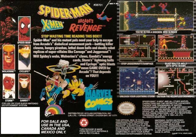 Spider-Man and the X-Men in Arcade's Revenge SpiderMan XMen Arcade39s Revenge Box Shot for Super Nintendo