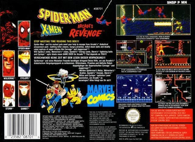 Spider-Man and the X-Men in Arcade's Revenge SpiderMan XMen Arcade39s Revenge Box Shot for Super Nintendo