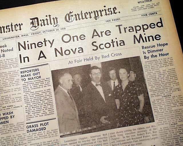 Springhill mining disaster Springhill Nova Scotia Mine Disaster Oct 23 1958 In Praise of