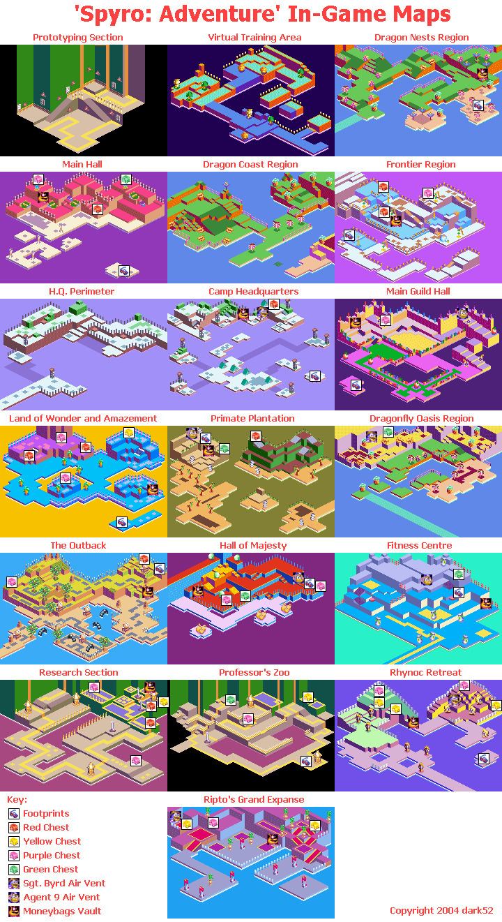 Spyro: Attack of the Rhynocs Spyro Attack of the Rhynocs Locations Map for Game Boy Advance by
