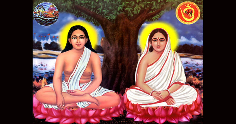 An illustration of Sri Harichand Thakur and his wife Jagat Mata Shanti Mata