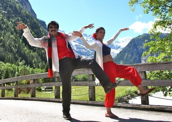 Srimannarayana movie scenes Actors Balakrishna and Isha Chawla strike a pose while filming the Telugu film Srimannarayana in the Bernese Alps Photo by Andrew Evans 