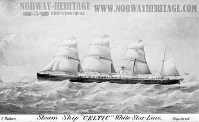 SS Celtic (1872) wwwnorwayheritagecomgallerygallerySteamshipC