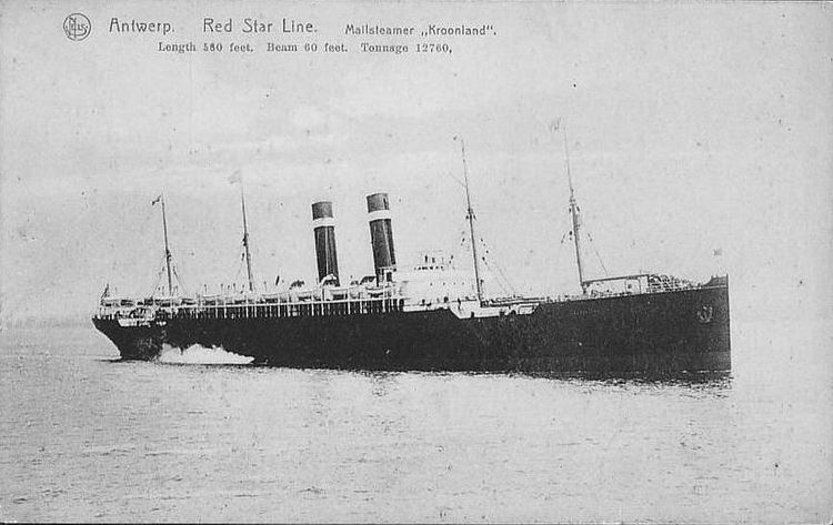 SS Kroonland TIP Titanic Related Ships Kroonland Red Star Line