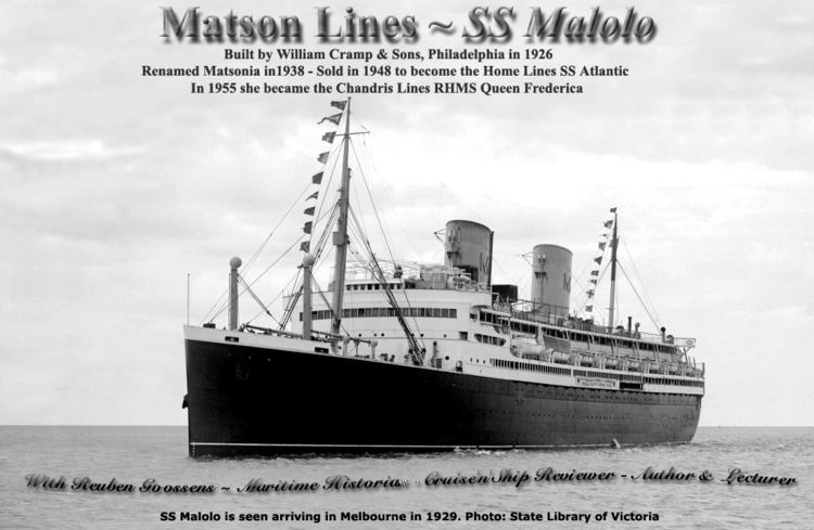 SS Malolo Matson Lines SS Malolo Matsonia Home Lines Atlantic Chandris