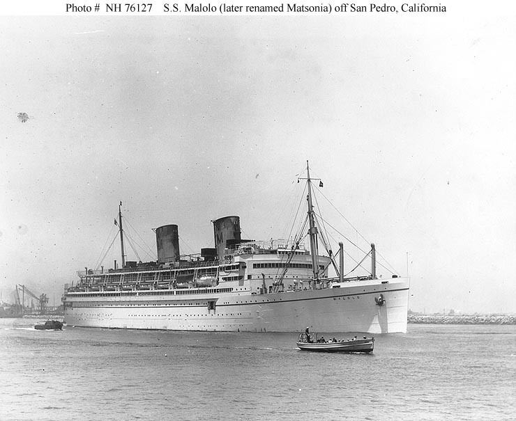 SS Malolo Civilian ShipsMalolo Passenger Liner 1927