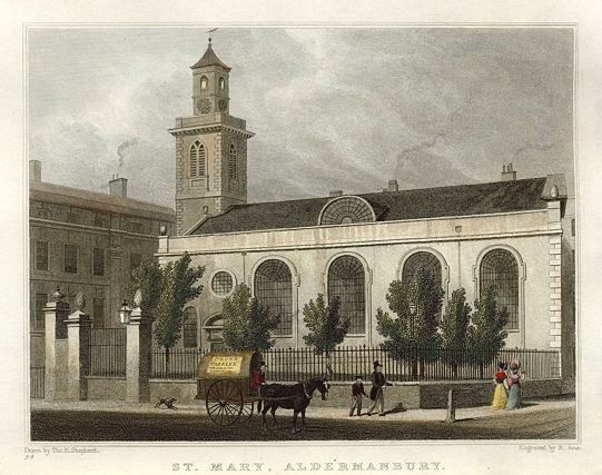 St Mary Aldermanbury Old and antique prints and maps London StMary Aldermanbury 1831