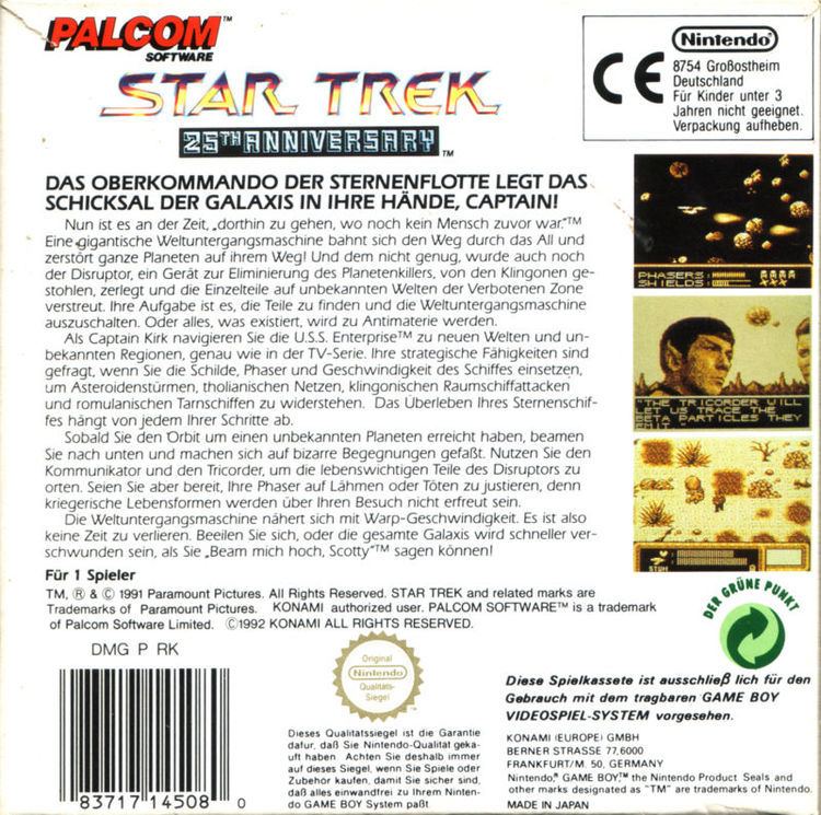 Star Trek: 25th Anniversary (Game Boy video game) Star Trek 25th Anniversary 1992 Game Boy box cover art MobyGames